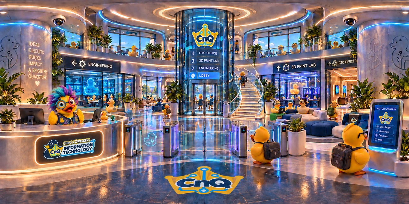 Wide photo of the Tech Tower lobby